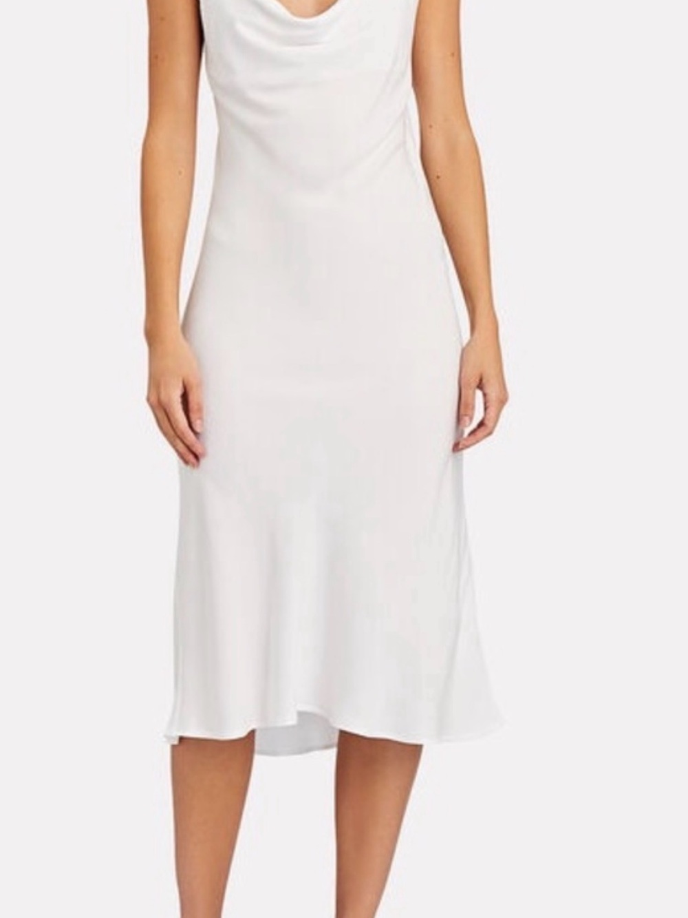 Sleeper Voulez Vous Dancer White Feather Strap Cowl Midi Slip Dress Bridal NWOT